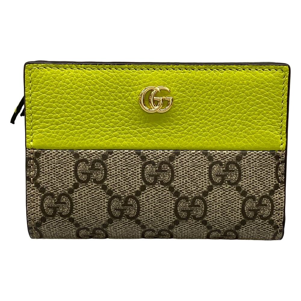 Gucci Double G Two-Tone Small Wallet Bifold Wallet 841360 Light Green Brown